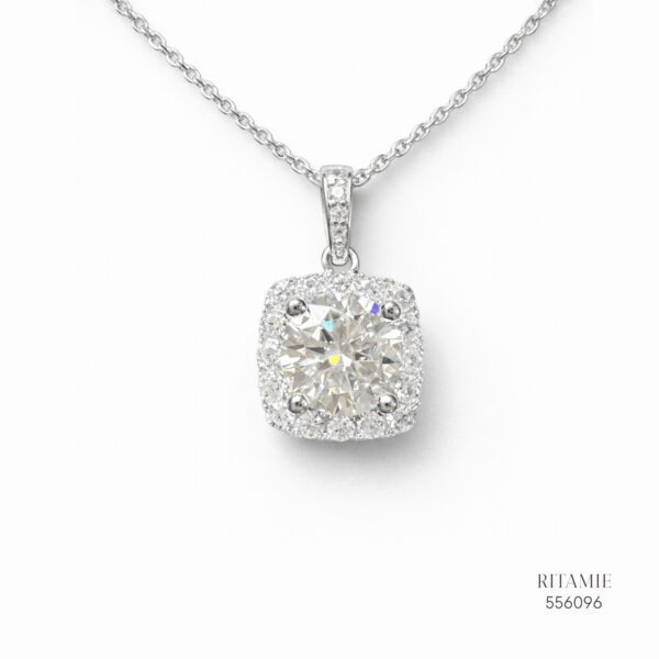 The Royal Cushion Silver Moissanite Necklace 556096