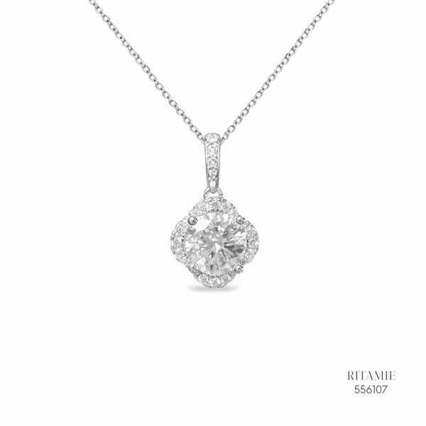 The Floral Majesty Silver Moissanite Necklace 556107