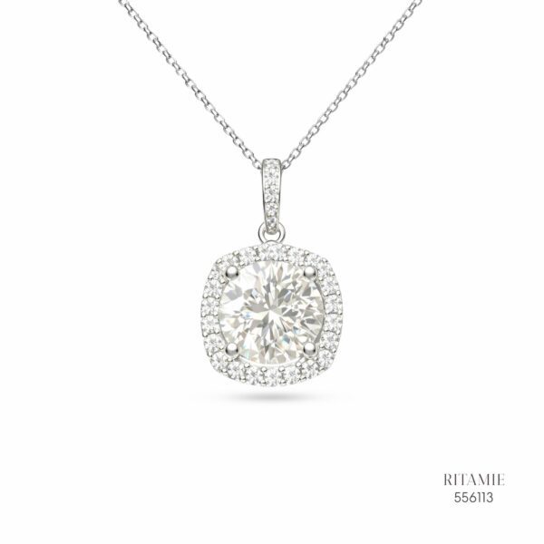 The Royal Cushion Silver Moissanite Necklace 556113