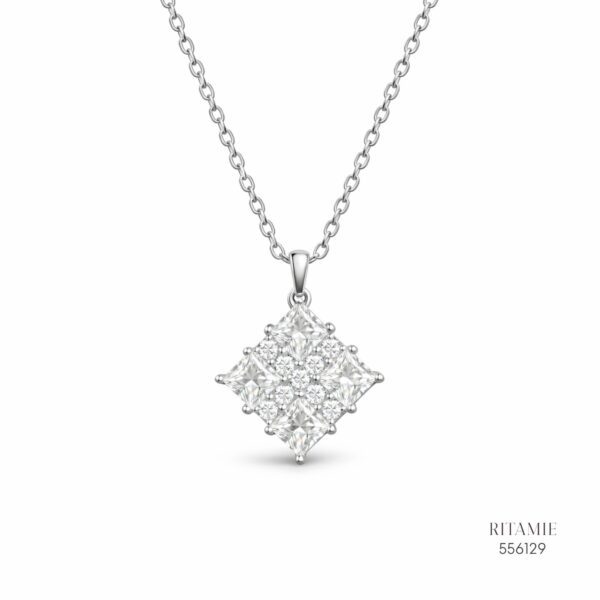 The Stellar Prism Silver Moissanite Necklace 556129