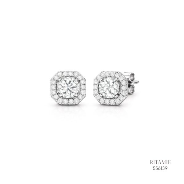 The Geometric Radiance Silver Moissanite Studs 556139