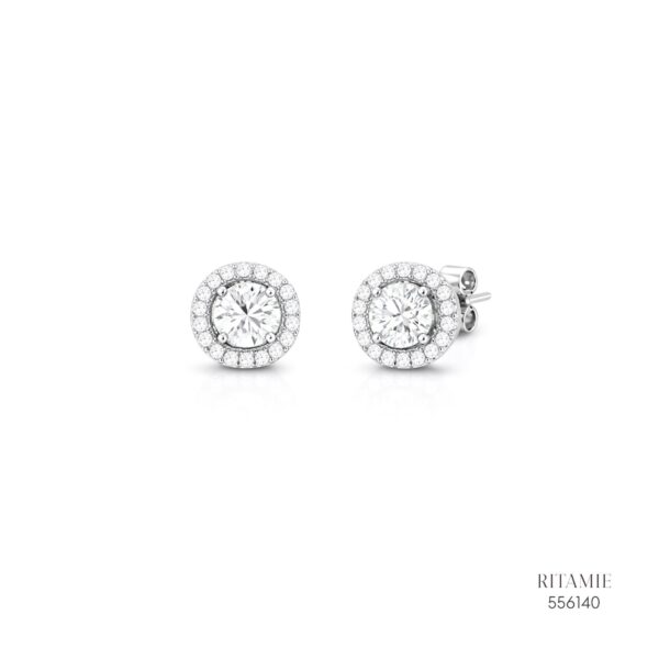 The Radiant Halo Silver Moissanite Studs 556140