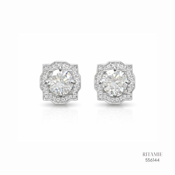 The Floral Majesty Silver Moissanite Studs 556144