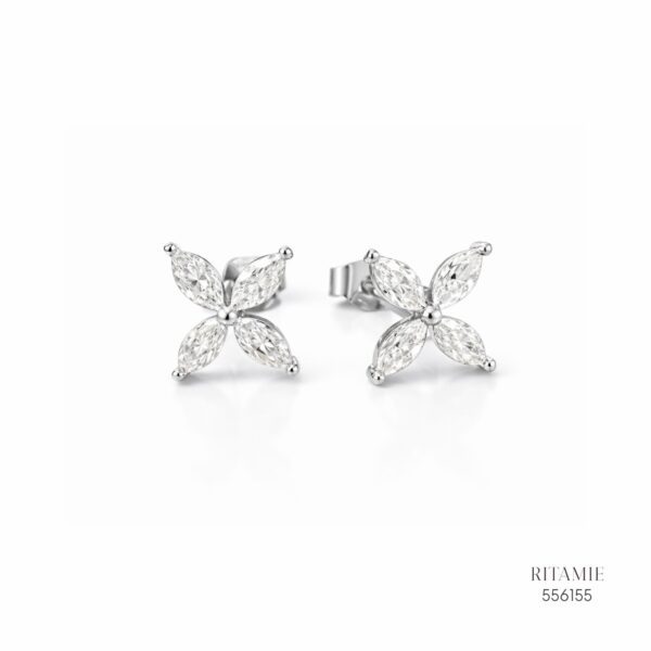The Marquise Blossom Silver Moissanite Studs 556155