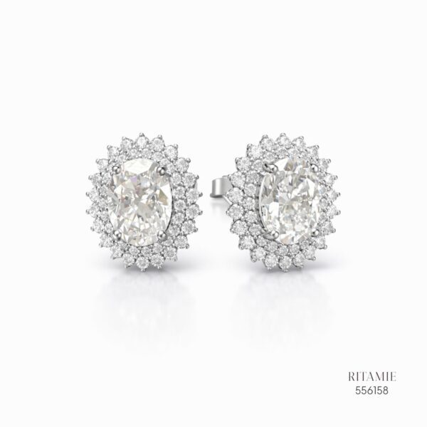 The Luanna Oval Double-Halo Silver Moissanite Studs 556158
