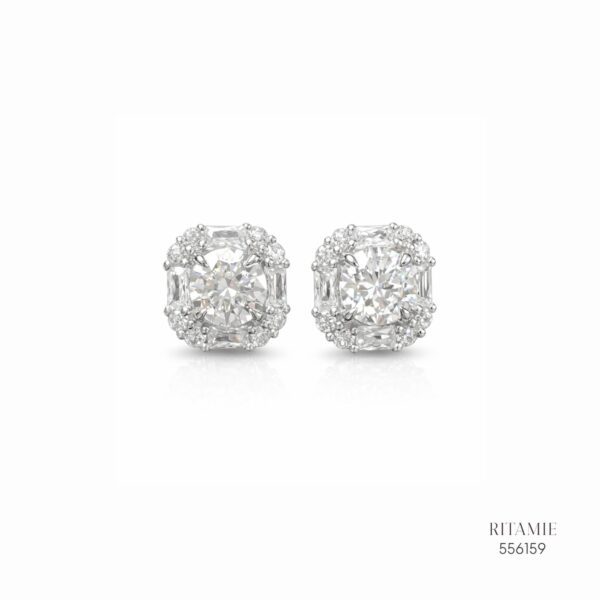 The Geometric Radiance Silver Moissanite Studs 556159