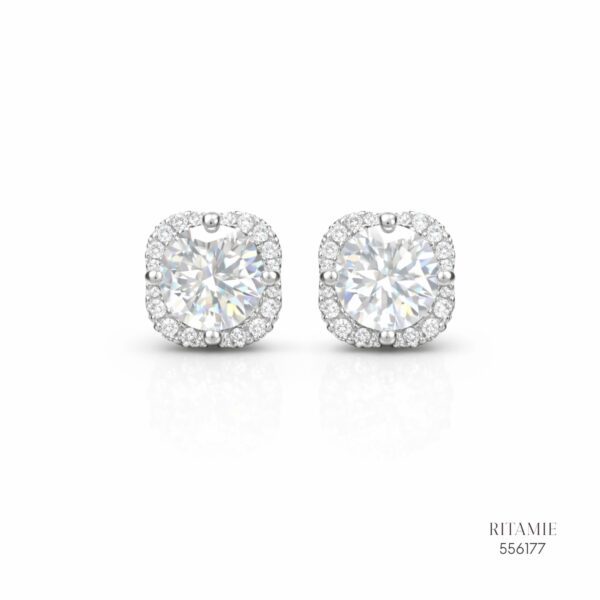 The Royal Cushion Silver Moissanite Studs 556177