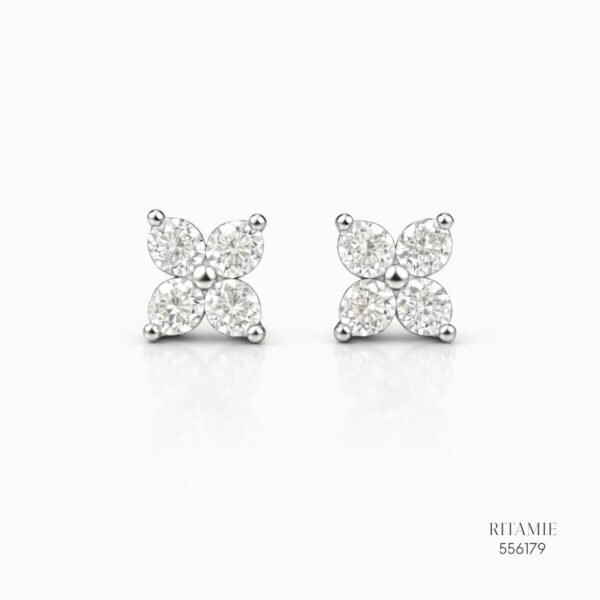 The Petite Clover Silver Moissanite Studs 556179