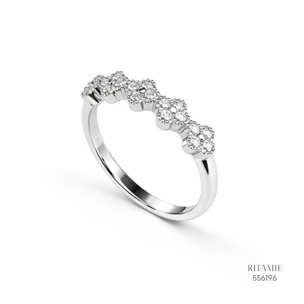 Clover Blossom Moissanite Silver Ring 556196