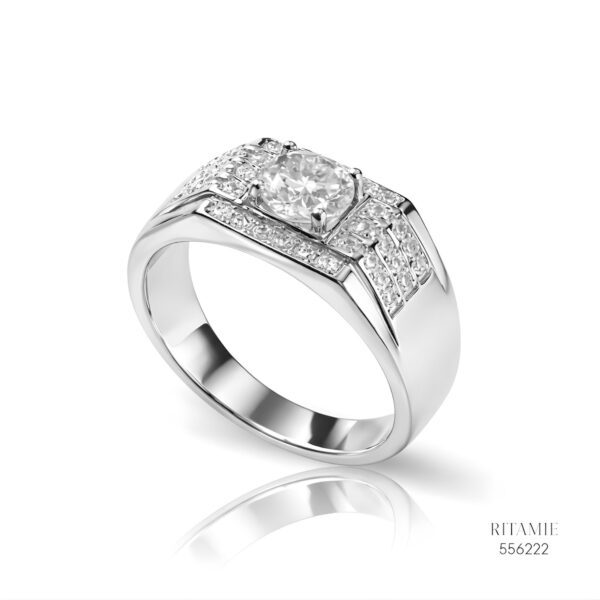 The Grand Sovereign Silver Moissanite Ring 556222