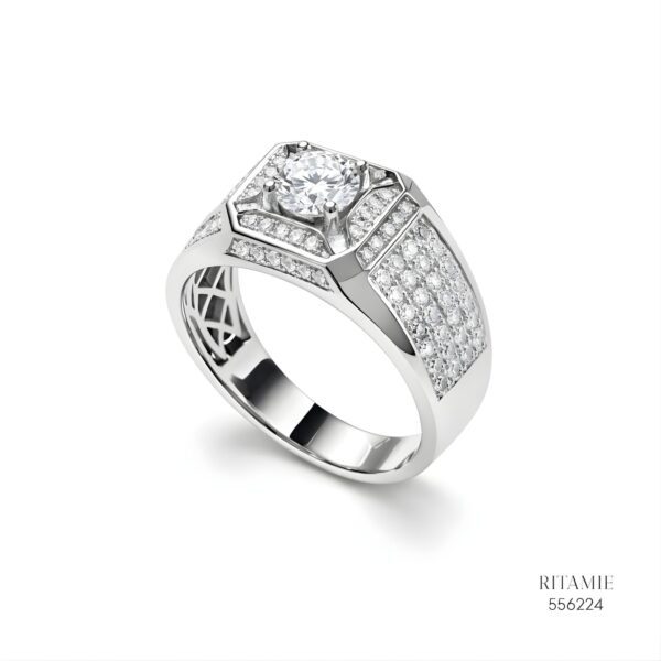 The Grand Sovereign Silver Moissanite Ring 556224