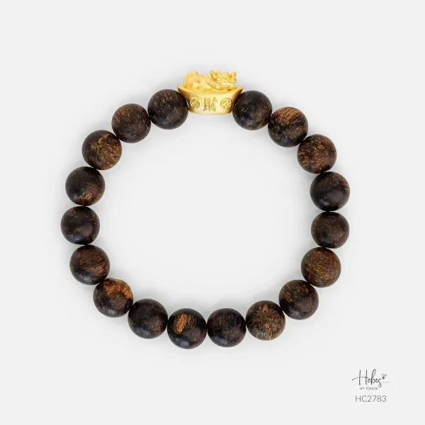 Indonesian Agarwood Pixiu Dragon Charm Bracelet HC2783